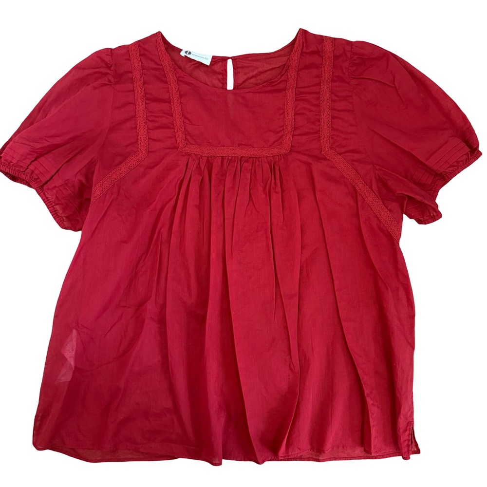 Diana Gallesi deep red 100% cotton blouse. Size US 16. - Picture 5 of 7